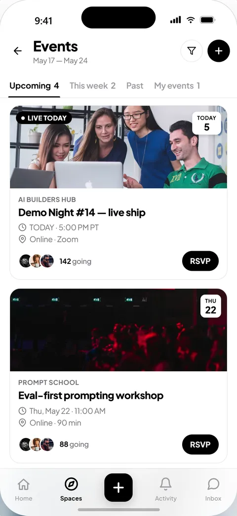 Events and RSVPs on mobile