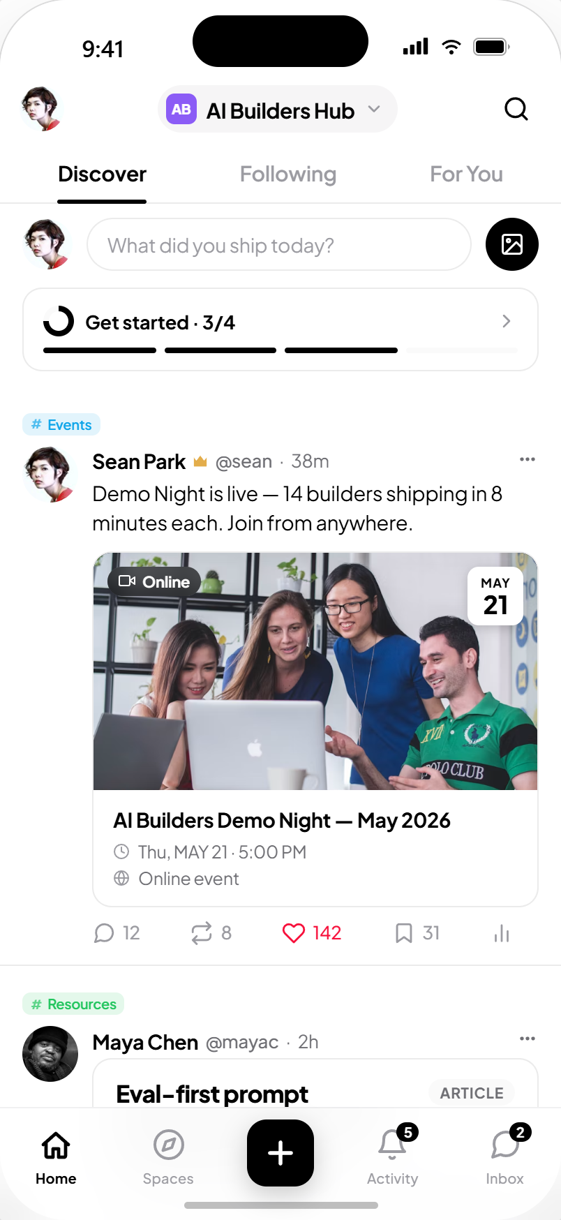 The Discover home feed on mobile